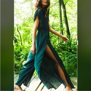 Blue buttercup emerald green jumpsuit womens medium